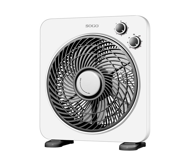 Ventoinha de Chão Sogo Fanbox | Preto (Climatização e ventilação) SOGO - Ventoinhas de mesa e de pedestal - 10 polegadas, 3 velocidades, grelha giratória, temporizador