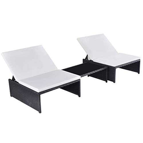 Conjunto de Espreguiçadeiras VIDAXL (Preto - Aço) vidaXL - Móveis de exterior - preto, aço