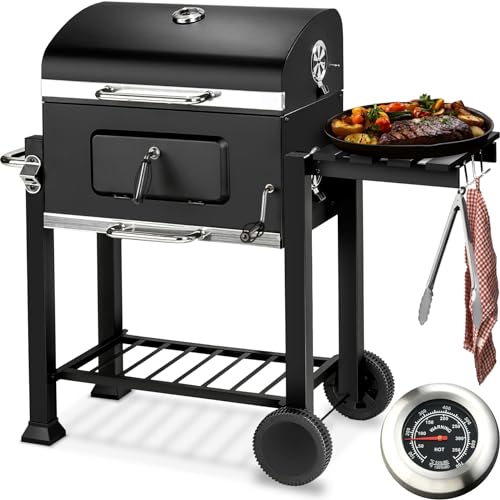 Churrasco a Carvão TECTAKE com Cobertura (Preto - Aço Inoxidável - 142x60.5x93 cm) TecTake - Churrasqueiras ao ar livre - cobertura, antiderrapante, fácil de limpar, aquecimento rápido