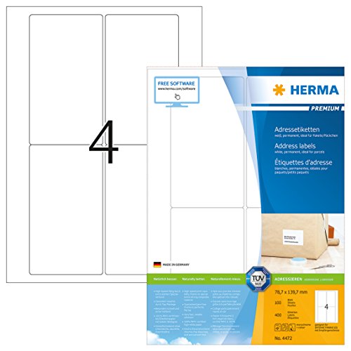 Herma Universal labels white A4 (79x140mm) 400 pcs. HERMA - Papel de impressora e copiadora - universal, laminadas, a4, 400 pcs