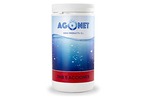 Chloro Pastillas 5 Acciones 1Kg CLORO Xaka - Limpeza de piscinas e produtos químicos - desinfetante, alguicida, bactericida, floculante, estabilizador