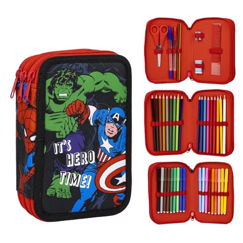 Estojo com 3 Abas Marvel The Avengers Cartoon Massi s.r.l. - Kits de desenho e pintura - estojo, 3 abas, marvel, avengers, cartoon
