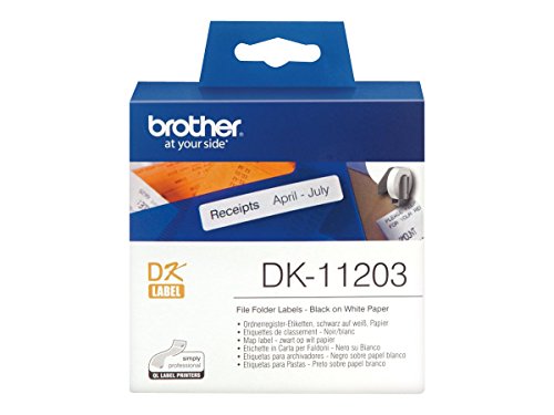 Fita para Etiquetadora BROTHER DK-11203 Preto sobre Branco DK Brother - Fitas de etiquetas e recargas - 87x17mm, 300 rótulos, preto sobre branco, jato de tinta