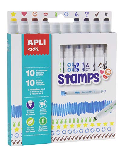 Rotuladores APLI Stamps (10 Unidades - Multicor) Apli kids - Marcadores e marcadores de texto - multicor, rotulador, stamps, 10 unidades