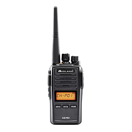 Walkie-Talkie MIDLAND G18 PRO (8 Canais - Até 16 Km - Até 20h - Preto) Midland - Rádios bidirecionais - 8 canais, 1,6 km, 20h, voxe, duplo teclado