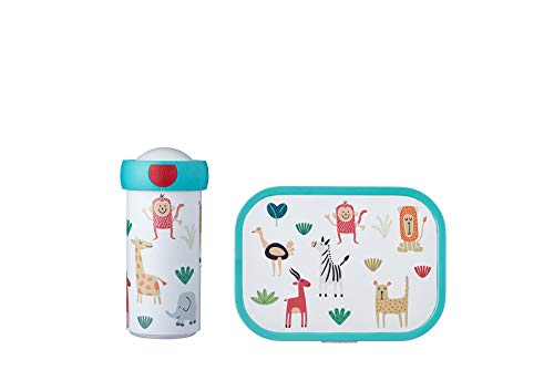Mepal Campus Lunch Box and Bottle Set with Animal Friends MEPAL - Lancheiras e sacos - leakproof, easy to use, 4 compartimentos