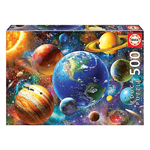 Puzzle EDUCA BORRAS Solar System (500 Peças) EDUCA - Quebra-cabeças de encaixar - sistema solar, 500 peças, madeira, 48x34 cm