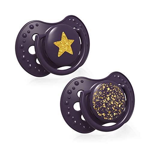Mini Chupetas Lovi Stardust 2 Unidades Violeta Canpol Sp. z o.o. - Cuidados com a higiene oral - silicone, hipoalergénico, fácil de limpar, resistente