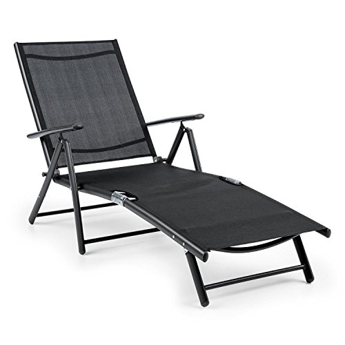 Espreguiçadeira BLUMFELDT Modena Preto (Preto - Poliéster - 200x100x125 cm) blumfeldt - Móveis de exterior - apoio pescoço, apoio costas, poliéster, dobrável