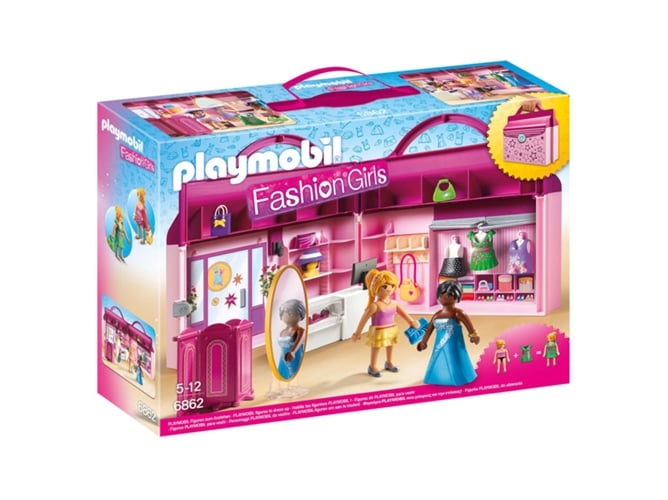 Playmobil 6862 Loja de Moda Portátil - Fashion Girls PLAYMOBIL - Brinquedos - loja de moda, portátil, fashion girls, vitrine, vestidos, figuras