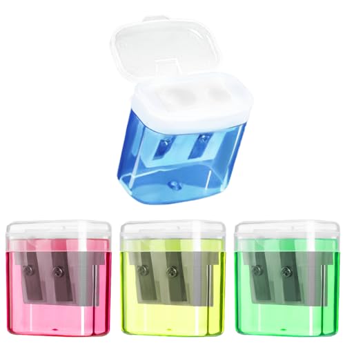 Zelhyyeuu 4 Peças Suporte Para Lapiseira Duplo Furo ZELHYEUU - Afia-lápis - 4 peças, suporte para lapiseira, duplo furo, material duro