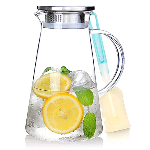 Jarro de vidro com tampa 2,0 l SUSTEAS SUSTEAS - Utensílios de mesa - 2 L, vidro, aço inoxidável, anti-derrame