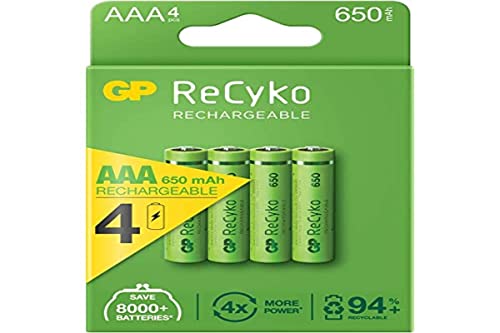 Pilha recarregável GP-Recko 4x AA 650mAh GP - Baterias - 650mAh, recarregável, ion-lítio, preto