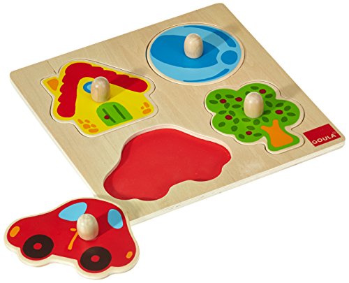 Puzzle GOULA 4 Peças (Idade Mínima Recomendada: 3 anos) Goula - Quebra-cabeças de madeira e com pinos - 4 peças, madeira, fácil de agarrar, bebés