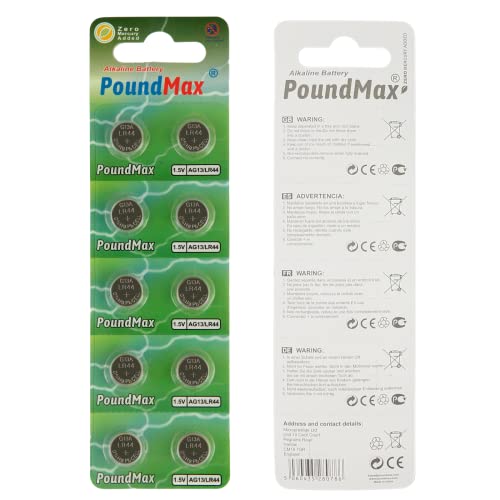 Pilhas POUNDMAX 10 Pilhas Botões Alcalinas Ag13 Lr44 1.5V PoundMax - Baterias de uso geral - alcalinas, botões, ag13, lr44, 1.5v