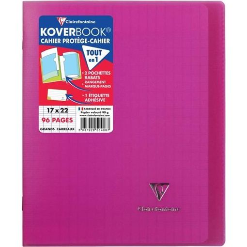 Caderno e Bloco de Notas Clairefontaine Koverbook | Rosa Clairefontaine - Cadernos e bloco de notas - capa rígida, solapa, elegante