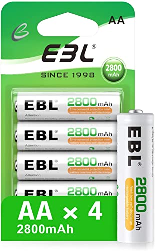 Pilhas Recarregáveis EBL 2800mAh High Capacity AA (4 unidades) EBL - Baterias - 2800mAh, universal, 12V, 4 unidades