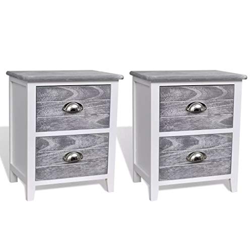 Mesa de cabeceira dupla vidaXL | 38 x 28 x 45 cm - cinza vidaXL - Conjuntos de móveis - dupla, 38x28x45 cm, cinza