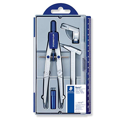 Compasso STAEDTLER Noris 550 (Azul - Plástico) Staedtler - Ferramentas de medição e marcação de artesanato - compasso, precisão, ajuste rápido, pontas articuladas, agulha romana