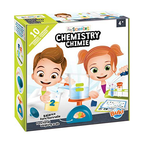 Jogos Didáticos BUKI FRANCE Livre mini science chimie (Francês - 4 anos) Buki - Conjuntos de ciência e exploração - jogos didáticos, ciência, misturas, acessórios adaptados, experiências explicadas, balança