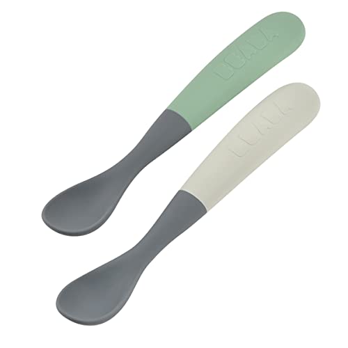 Conjunto de 2 Talheres BÉABA Silicone (Sage) Beaba - Talheres - silicone, talheres, verde