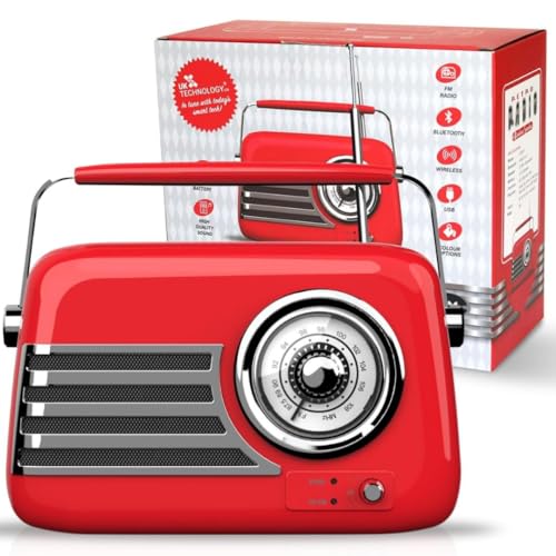 Rádio Portátil UKTECHNOLOGY Retro com Altifalantes Bluetooth UK Technology - Áudio - portátil, altifalantes, bluetooth, retro