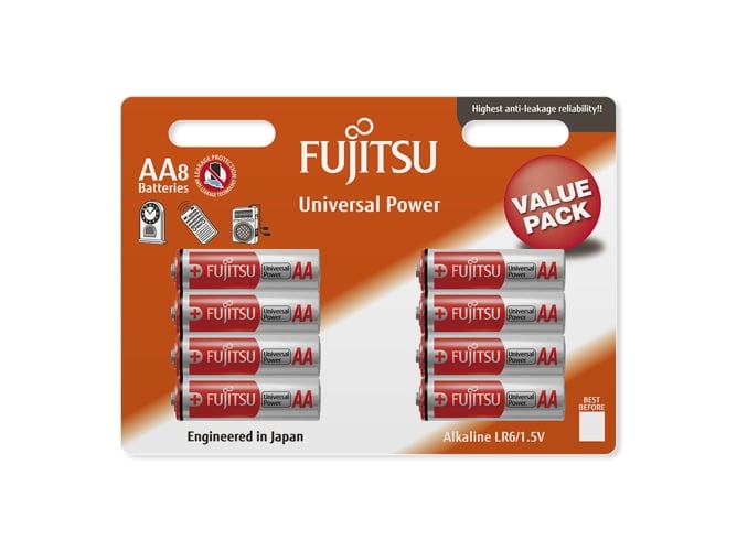 Pilhas Alcalinas FUJITSU FB94990 (8 unidades) Fujitsu - Baterias de uso geral - alcalino, cilíndrico, 1,5 V, 1100 mAh