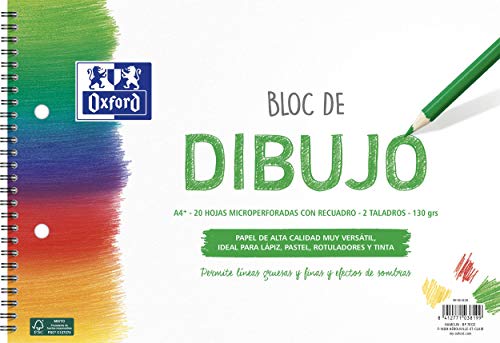 Oxford Bloc A4+ Capa macia e contracapa dura com furo 20 folhas Oxford - Papel de arte e artesanato - macia, contracapa dura, furo, micro-perforada