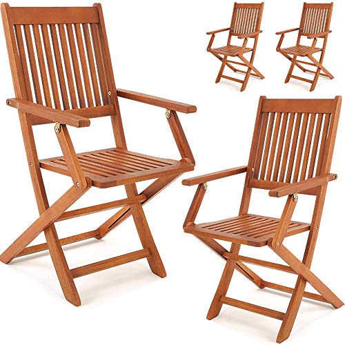 Conjunto de 4 Cadeiras de Jardim SYDNEY Madeira e Aço DEUBA Deuba - Móveis de exterior - madeira, aço, jardim, cadeiras