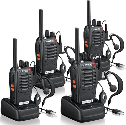 Walkie-talkies ESYNIC 4PCS (2.5 Km - Até 8 Horas de Autonomia) eSynic - Rádios bidirecionais - 25 km, 8 horas autonomia, bateria recarregável, 16 canais