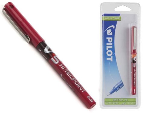 Caneta de Gel PILOT V-5 Vermelho (0.7 mm) Mundigangas - Canetas - ponta fina, tinta à base de água, 0.7 mm