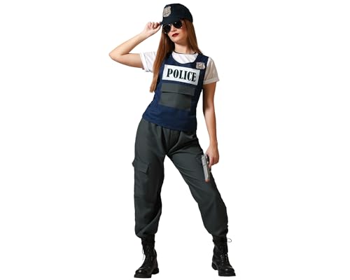 Fato de Mulher DISFRAZZES Polícia (Tam: M - 40/42) ATOSA - Roupa - polícia, azul marinho, fato de mulher, calças, camisa