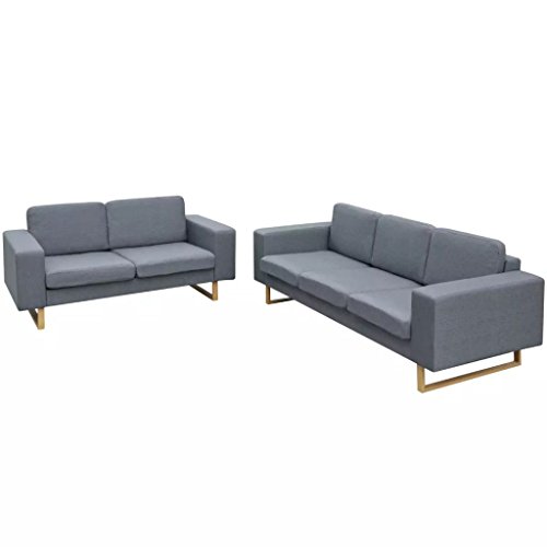 Conjunto de Sofá Vidaxl 3 Lugares e 2 Lugares Cinza Claro vidaXL - Sofás - 3 lugares, 2 lugares, cinza claro