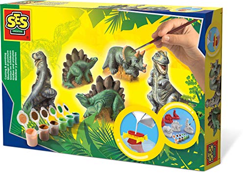 Kit de Moldagem e Pintura SES CREATIVE Dinosaur SES CREATIVE - Kits de artesanato de brinquedos - moldagem, pintura, dinossauro, criar