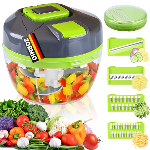 Picadora Zobmio com Fio e 4 Lâminas Onduladas ZOBMIO - Fatiadores de cozinha - 4 lâminas, onduladas, abs, inox