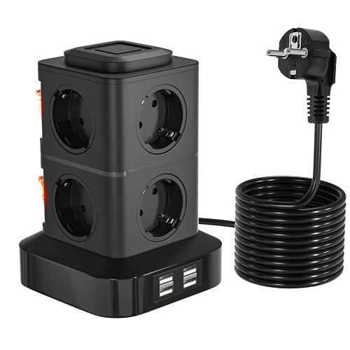 Extensão Elétrica OLEKE (1.5 m - 10 tomadas) DEKANGWKE - Filtros de linha e supressores de surtos - 10 tomadas, 1.5 m, proteção sobrecarga, portas usb