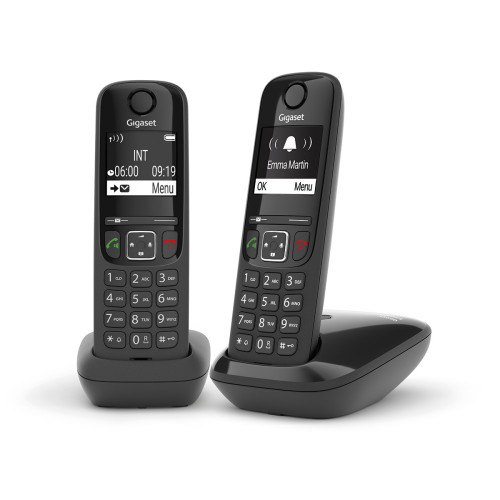Telefone fixo GIGASET AS690 Duo DECT sem fios - preto Gigaset - Telefonia - sem fio, dect, preto