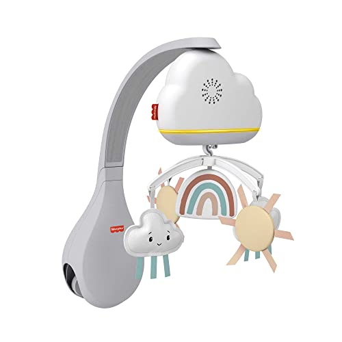 Móbile de Berço FISHER-PRICE Rain & Rainbow Mobile Fisher-Price - Móbiles para bebê - luz arco-íris, sensor vocalização, botão ligar/desligar