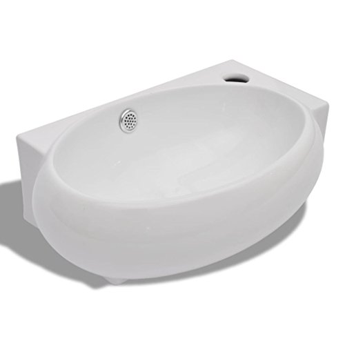 Lavatório de Cerâmica VIDAXL em Branco com Orifício de Descarga vidaXL - Acessórios de encanamento - cerâmica, branco, orifício