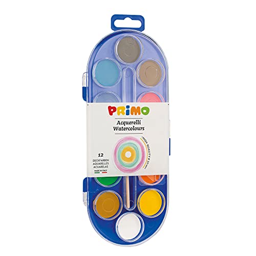 Conjunto de 12 Tintas Laváveis PRIMO Morocolor PRIMO - Papel de impressora e copiadora - conjunto, tintas laváveis, primo morocolor, formato tabletas, cores brilhantes, pincel incluído