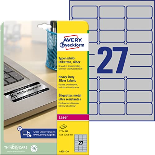 Etiquetas Autocolantes AVERY ZWECKFORM L6011-20 Avery - Papel de impressora e copiadora - autocolantes, resistentes à água, resistentes à abrasão, laser monocromática