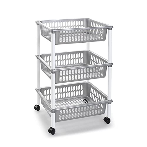 Carrinho de Cozinha AC PLFT 3 Cestos Prateado Chino Antonio - Carrinhos de cozinha e jantar - cozinha, 3 cestos, prateado