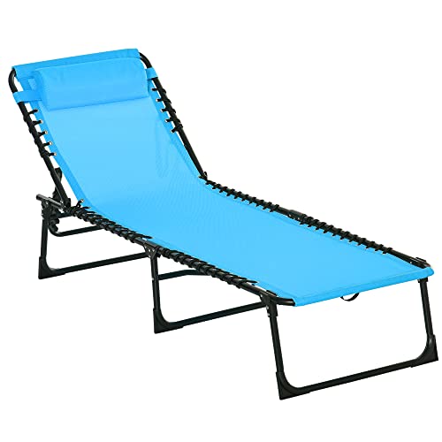 Espreguiçadeira Outsunny | Dobrável e ajustável em 3 posições | 197 x 58 x 76 cm - Azul claro Outsunny - Móveis de exterior - dobrável, ajustável, 3 posições, azul claro