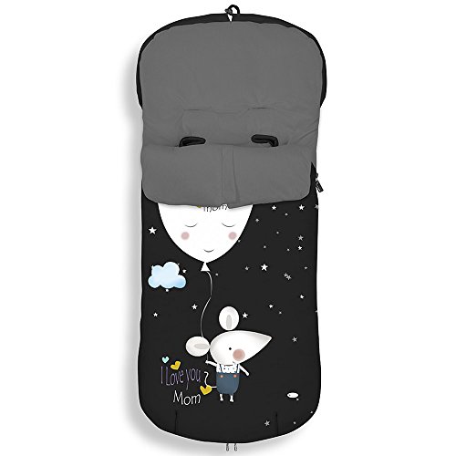 Saco para Carrinho de Bebé MOUSE 3D (Preto) Cucu-tras - Móveis para bebês e crianças pequenas - saco, carrinho bebé, preto