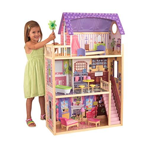 Casa de Bonecas KIDKRAFT Kayla Dollhouse (Idade Mínima: 3) KIDKRAFT - Casa de bonecas - 3 andares, escadas, janelas, mobiliário