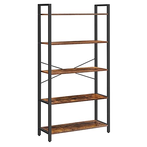 Estante VASAGLE 5 Níveis (Castanho - 68x28.7x142cm) VASAGLE - Prateleiras industriais - 5 níveis, castanho, aglomerado, ferro, 68x28.7x142cm