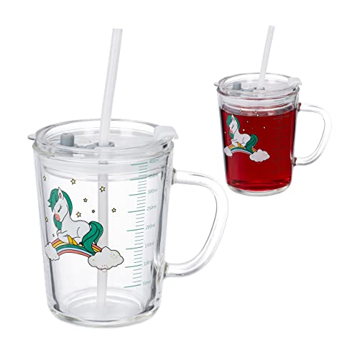 Conjunto de 2 Copos para Bebidas Relaxdays 42628 | Transparente Relaxdays - Cozinha & sala de jantar - 2 copos, transparente, plástico, lavável