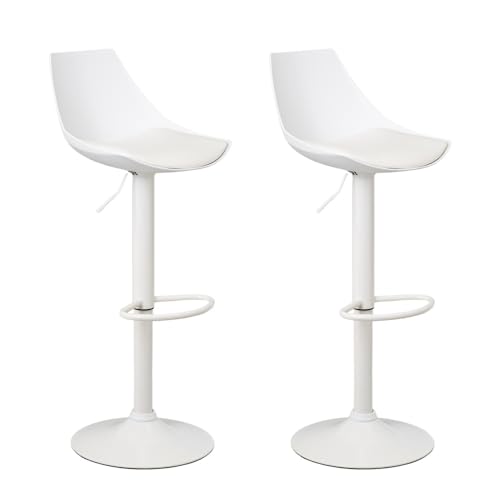 Conjunto de 2 Bancadas Giratórias LOLAHOME | Branco LOLAhome - Cadeiras de escritório - banco giratório, conjunto, branco