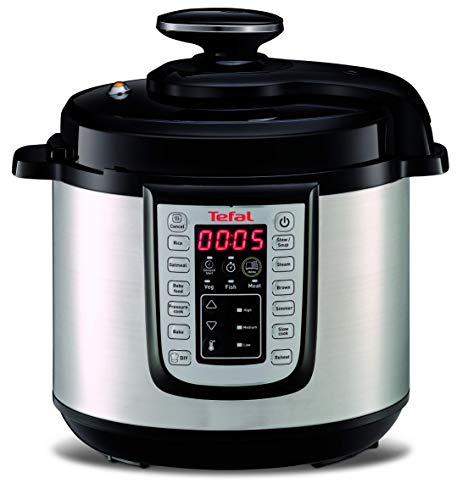 Panela de Pressão TEFAL Fast&Delicious (5 L) Tefal - Panelas de pressão e esterilizadores - 5 l, aço inoxidável, antiderrapante, preto branco