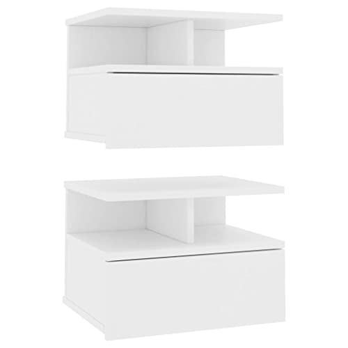 Mesa de Cabeceira VIDAXL (Branco - Madeira e Metal) vidaXL - Prateleiras industriais - branco, madeira, metal